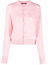 Acne Studios Pink Wool Patch Cardigan In 粉色