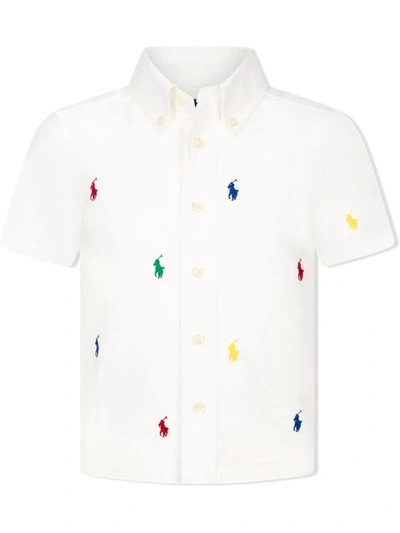 Ralph Lauren Babies' Polo Pony-embroidered Cotton Shirt In White
