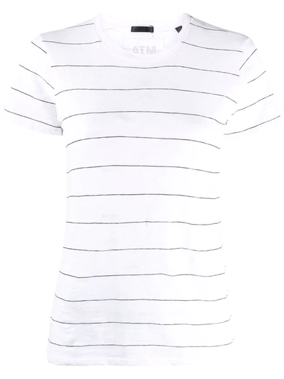 Atm Anthony Thomas Melillo Stripe-print Cotton T-shirt In 白色