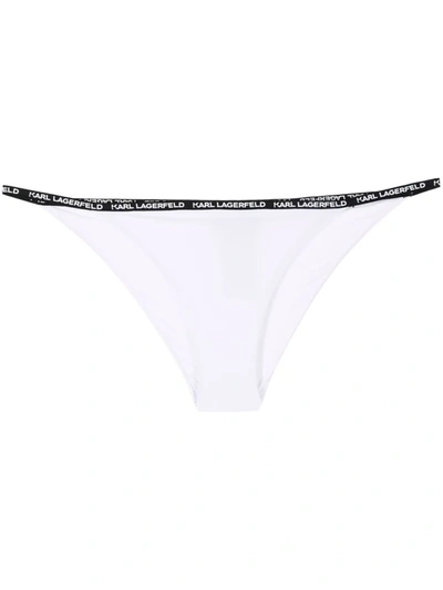 Karl Lagerfeld Logo-waist Slip-on Bikini Briefs In 白色
