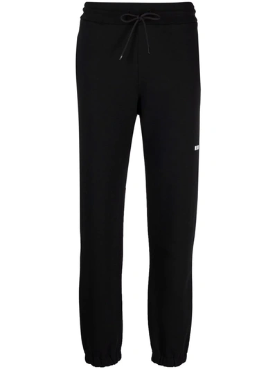 Msgm Logo Detail Jersey Sweatpants In Black