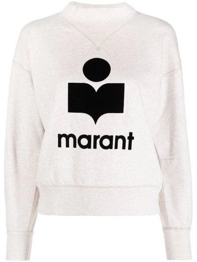 Isabel Marant Étoile Moby Flocked-logo Sweatshirt In Neutrals
