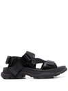 Alexander Mcqueen Flat Strappy Sandals In Black