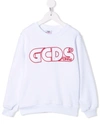 Gcds Logo-embroidered Cotton Sweatshirt In 白色