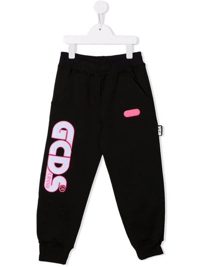 Gcds Teen Logo-embroidered Track Trousers In 黑色