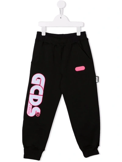 Gcds Teen Logo-embroidered Track Pants In 黑色
