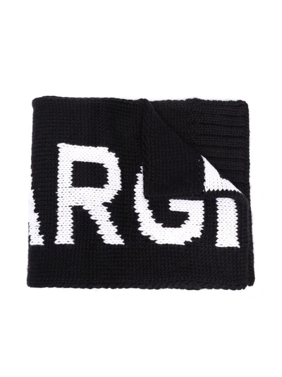 Mm6 Maison Margiela Jacquard Logo Wool Blend Scarf In 블랙