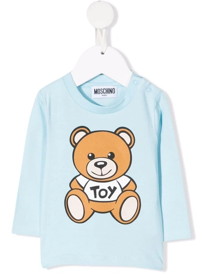 Moschino Light-blue T-shirt For Baby Boy With Teddy Bear
