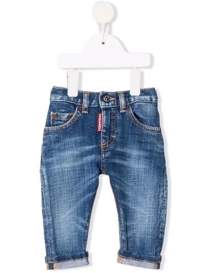 Dsquared2 Babies' Faded-effect Straight-leg Jeans In Denim