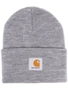 Carhartt Mens Grey Heather Acrylic Watch Brand-patch Beanie Hat In 灰色