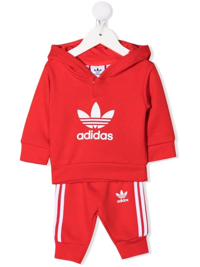 Adidas Originals Babies' Adicolor Logo-print Tracksuit Set In 红色