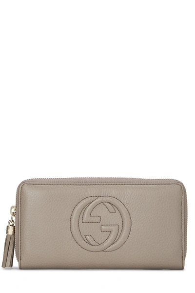 Pre-owned Gucci Grey Leather Soho Zip Wallet