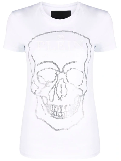 Philipp Plein Crystal-embellished Cotton T-shirt In White