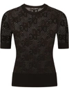Dolce & Gabbana Open Work Top With Jacquard Logo In Black