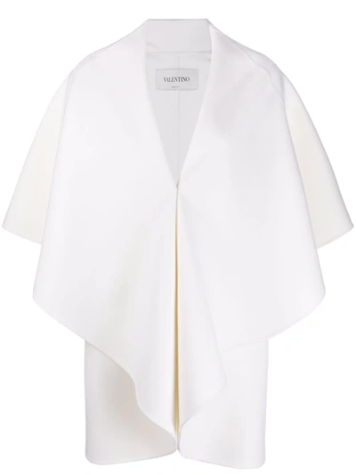 Valentino Draped Wool Cape Coat In Ivory ModeSens