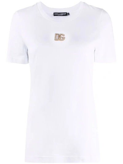 Dolce & Gabbana Logo-plaque Short-sleeve T-shirt In White