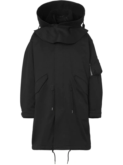 Burberry Logo-print Parka Coat In Schwarz