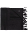 Saint Laurent Logo Patch Fine Knit Scarf In Schwarz
