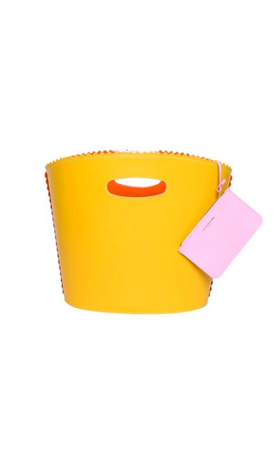 Sara Battaglia Helen Beach Shopper In Baby Pink + Yellow