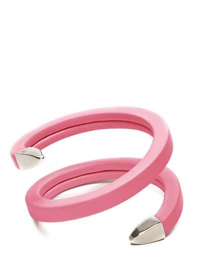 Bottega Veneta Leather Cuff Bracelet In Pink