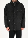 Balmain Hooded Logo Windbreaker Jacket In Black