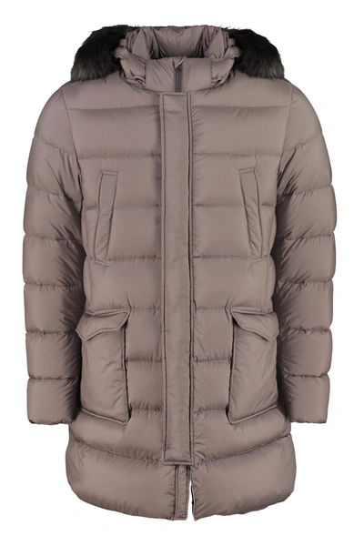 Herno Hooded Down Jacket In Turtledove