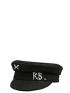 RUSLAN BAGINSKIY CRYSTAL EMBELLISHED BAKER BOY HAT,KPC033 W DMD BLACK