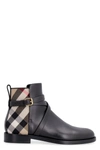 Burberry Equestrian Buckle Vintage Check Ankle Booties In Black