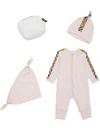 BURBERRY PINK ORGANIC COTTON THREE-PIECE GIFT SET,8037121B A1439