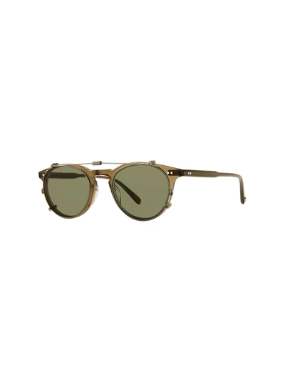 Garrett Leight 5050/44 Winward Clip 44 Sunglasses In Bs/grn Brushed Silver