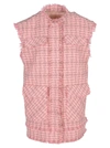 Msgm Tweed Fringe Gilet In Pink