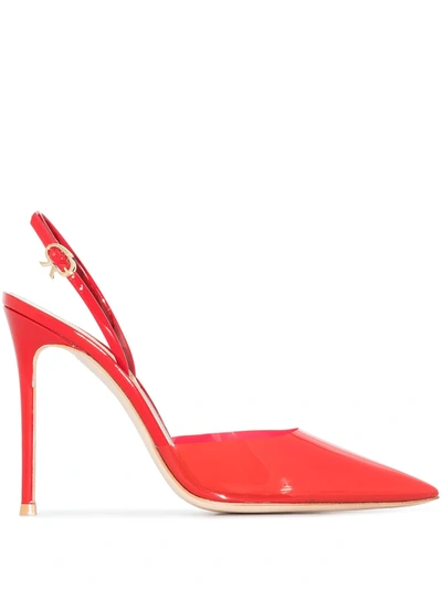 Gianvito Rossi Ribbon D'orsay 105mm Slingback Pumps In Rot