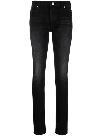 Balmain Stonewashed-effect Skinny Jeans In Noir Delave