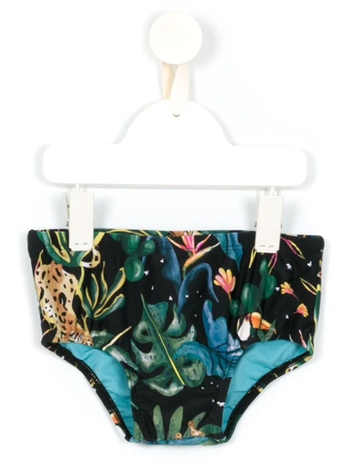 Lygia & Nanny Kids' Printed Bob Swim Trunks In Black