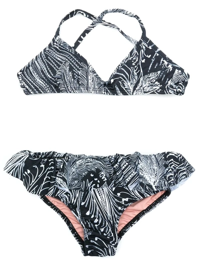 Lygia & Nanny Kids' Printed Bela Bikini Set In Black