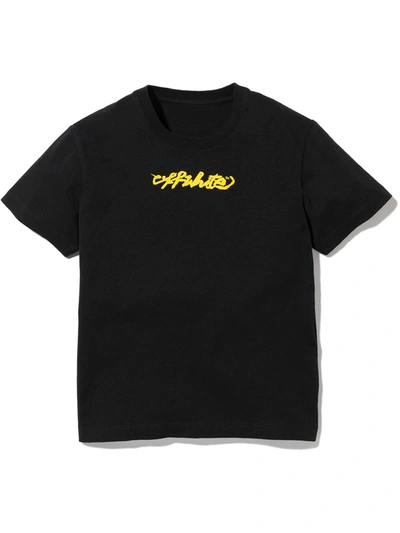 Off-white Kids' Script Logo Crew-neck T-shirt In Black