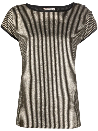 Pre-owned Saint Laurent 1970 Metallic-stripe T-shirt In Gold