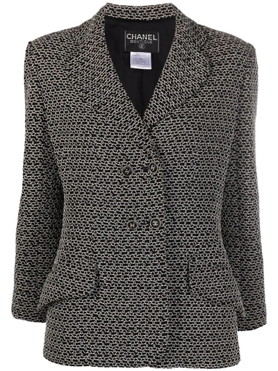 Pre-owned Chanel 1998 Abstract-weave Blazer In Black