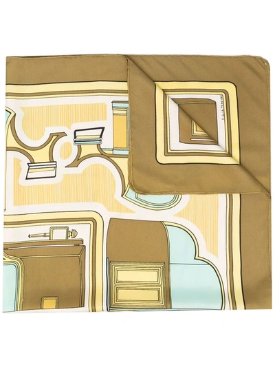Pre-owned Hermes 1970s  Le Coupés Silk Scarf In Green