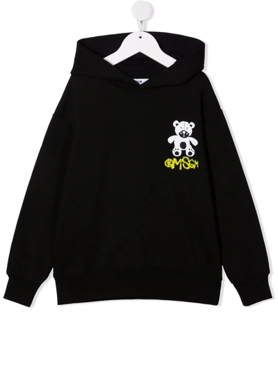 Msgm Teen Graphic-logo Print Hoodie In Nero