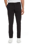Nordstrom Trim Straight Leg Stretch Flat Front Chino Trousers In Black