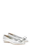 Ferragamo Viva Silver Specchio Ballet Flats In Silver