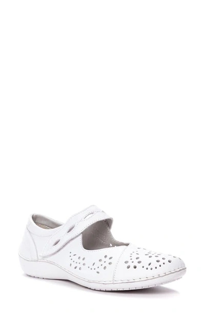Propét June Mary Jane Flat In White Leather