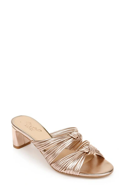 Jewel Badgley Mischka Cheryl Knotted Slide Sandal In Rose Gold