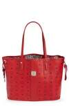 Mcm Liz Reversible Medium Visetos Tote Bag In Candy Red