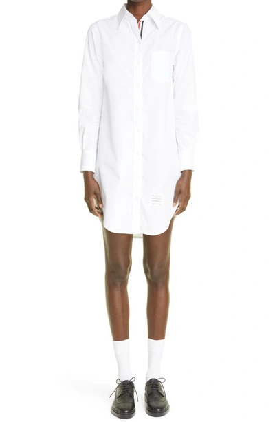 Thom Browne Long Sleeve Oxford Shirtdress In White