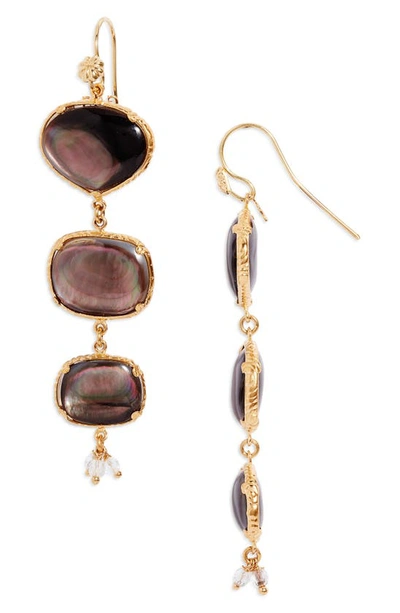 Gas Bijoux Silene Mother-of-pearl Drop Earrings In Noir