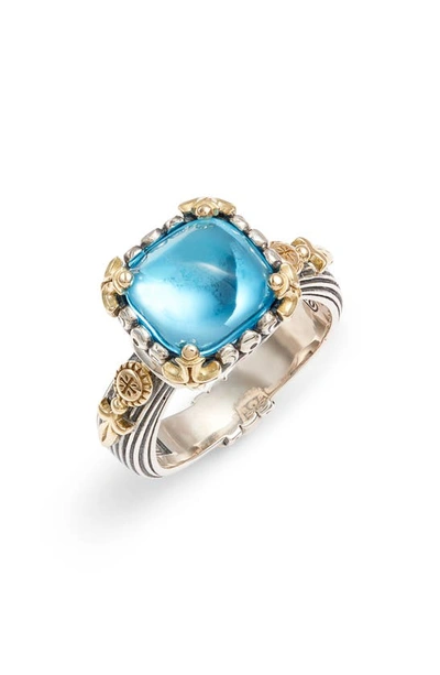 Konstantino Delos Two-tone Swiss Blue Topaz Ring In Multi