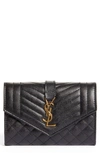 Saint Laurent Small Quilted Ysl Envelope Wallet In Black