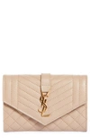 Saint Laurent Small Monogram Quilted Leather Wallet In Dark Beige/ D.b./ D.b